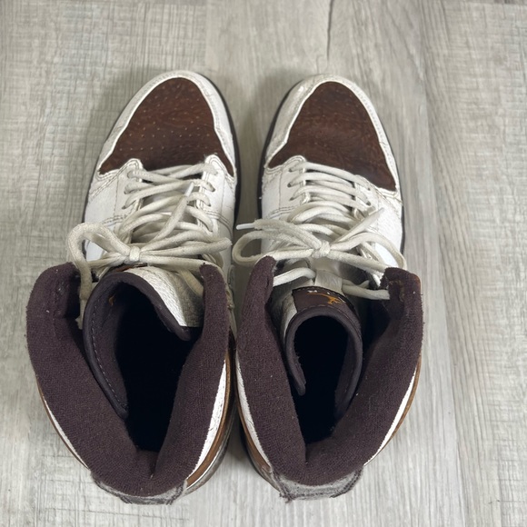 Nike Air Jordan Retro 1 High Strap Size 9 White/ MADERIA GINGER 2009 - Picture 5 of 13